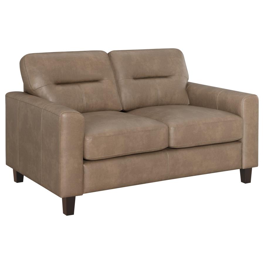 Scotland 2-piece Faux Leather Upholstered Sofa Set Brown-7