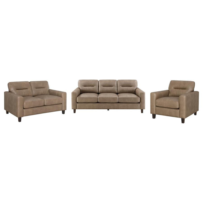 Scotland 3-piece Faux Leather Upholstered Sofa Set Brown-zoom-