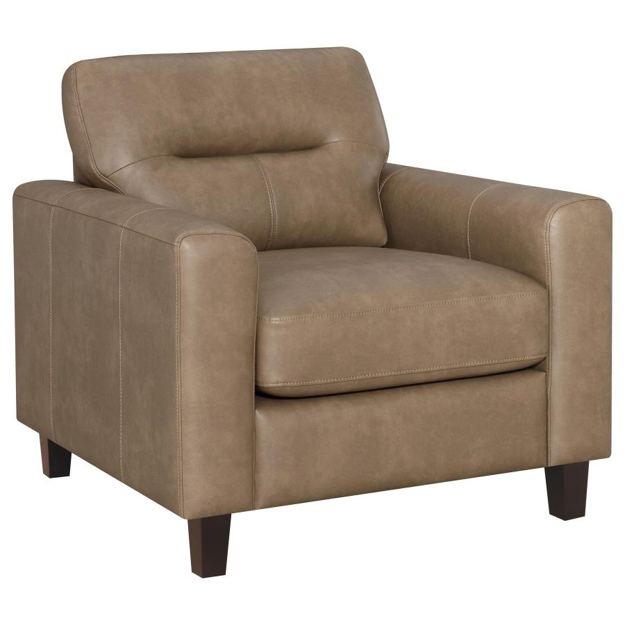 Scotland 3-piece Faux Leather Upholstered Sofa Set Brown-11