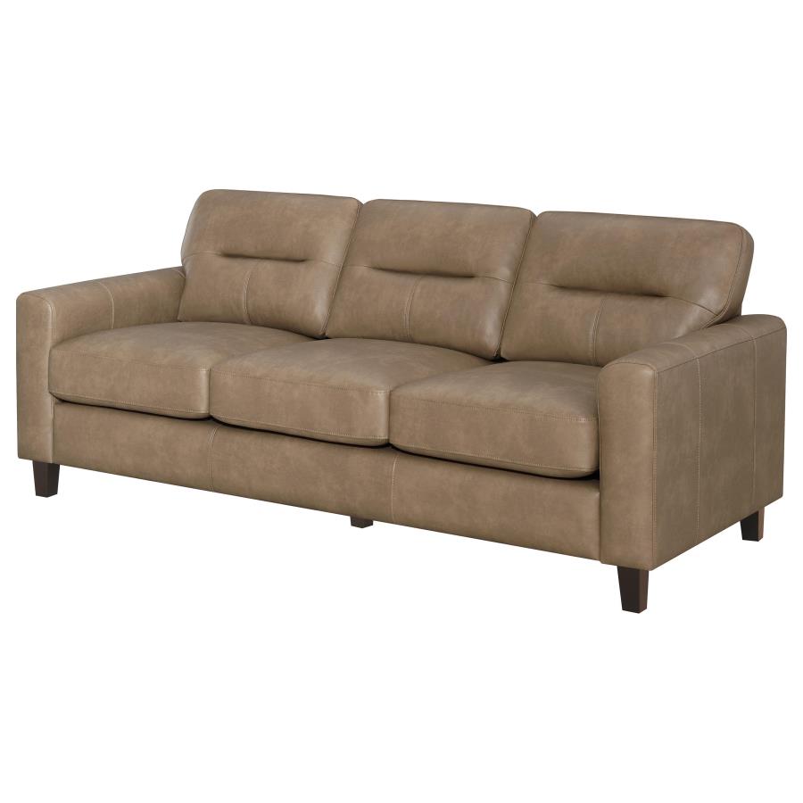 Scotland Faux Leather Upholstered Track Arm Sofa Brown-4