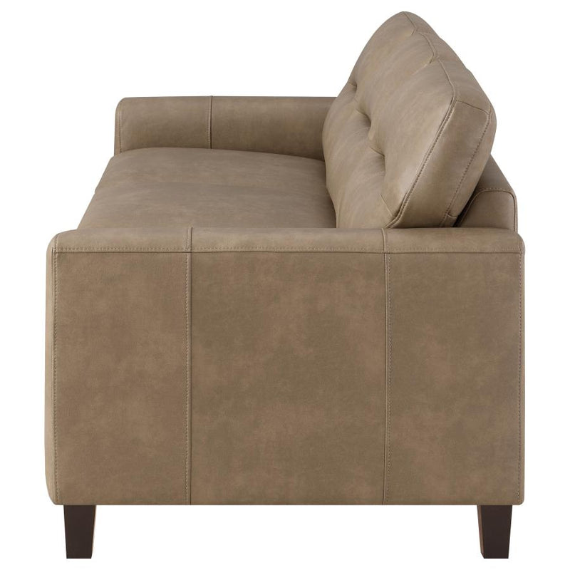 Scotland Faux Leather Upholstered Track Arm Sofa Brown-zoom-