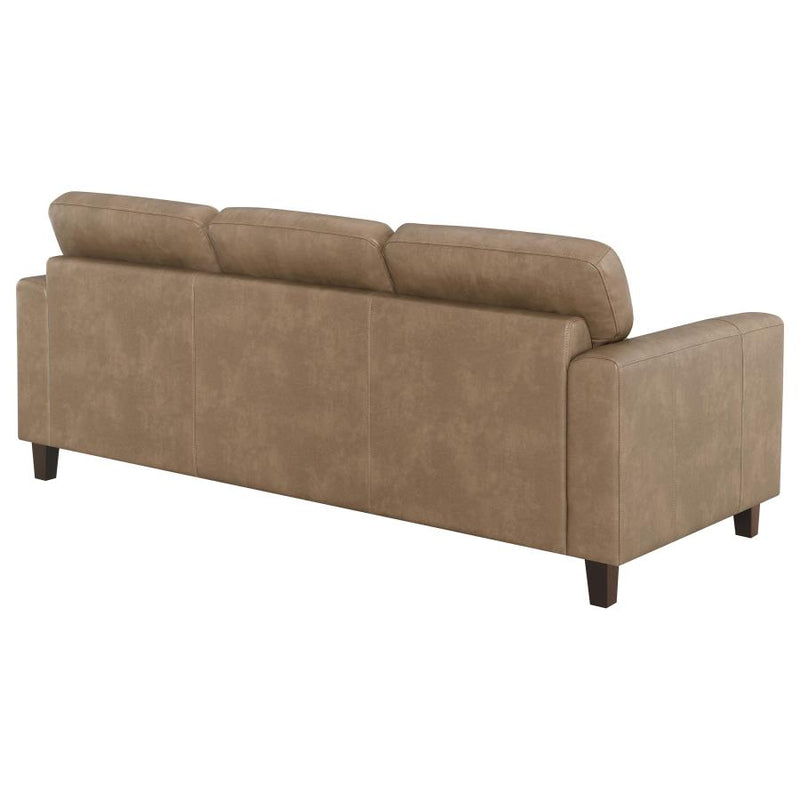Scotland Faux Leather Upholstered Track Arm Sofa Brown-zoom-