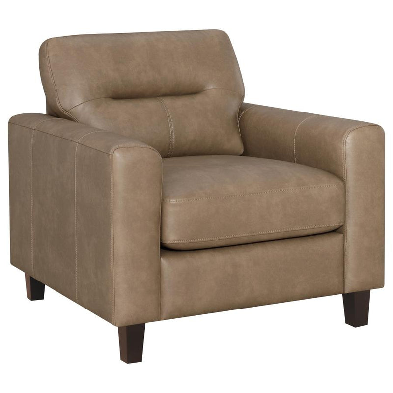 Scotland Faux Leather Upholstered Track Arm Chair Brown-zoom-