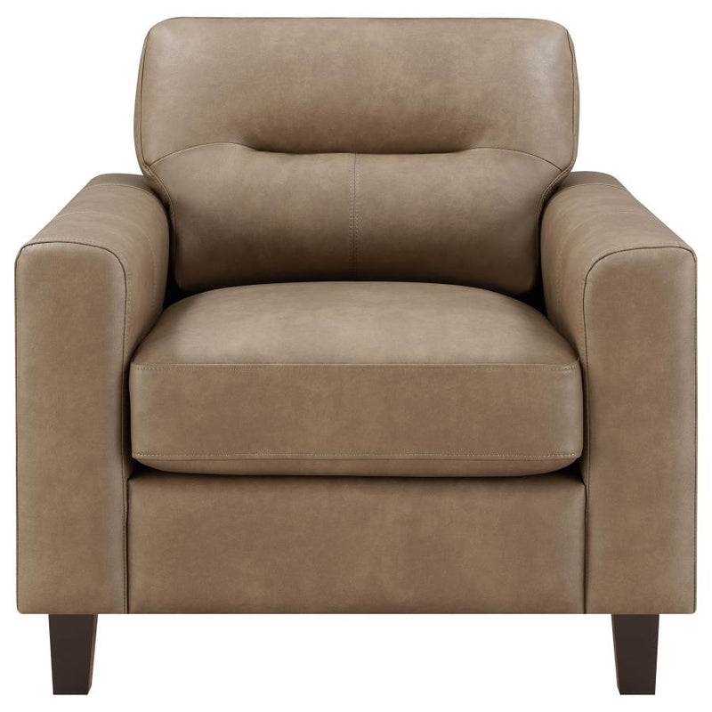 Scotland Faux Leather Upholstered Track Arm Chair Brown-zoom-