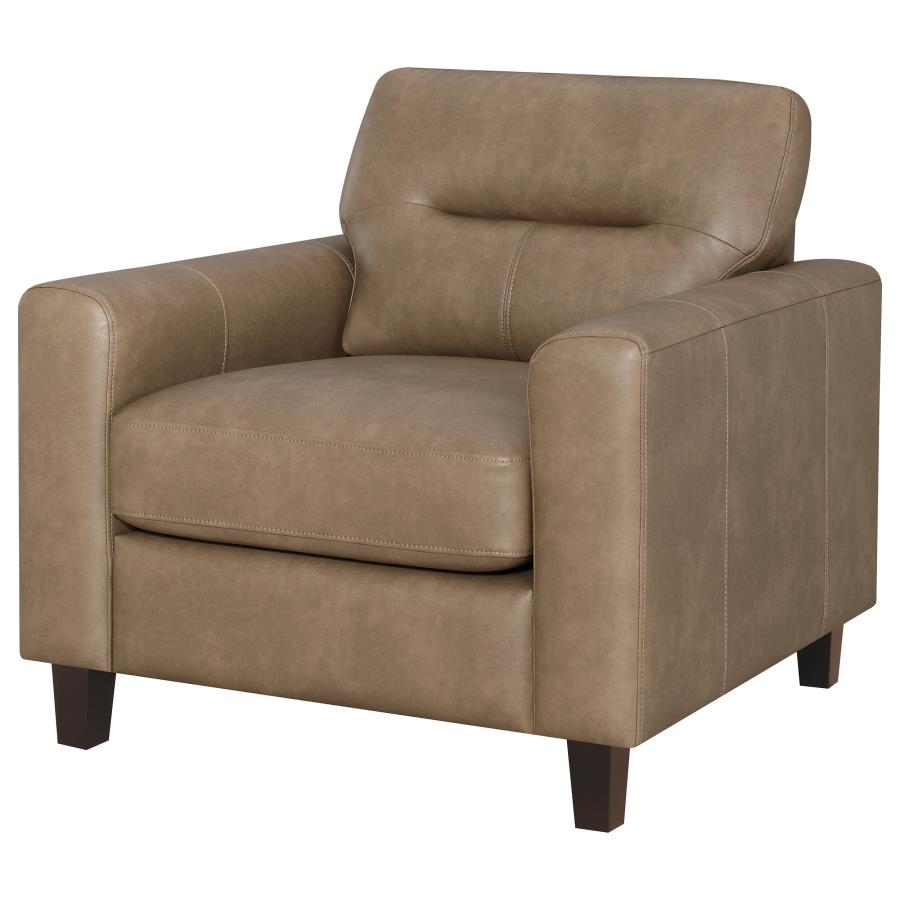 Scotland Faux Leather Upholstered Track Arm Chair Brown-4