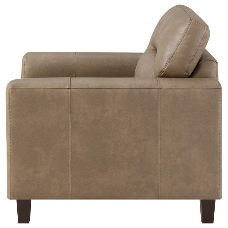 Scotland Faux Leather Upholstered Track Arm Chair Brown-zoom-