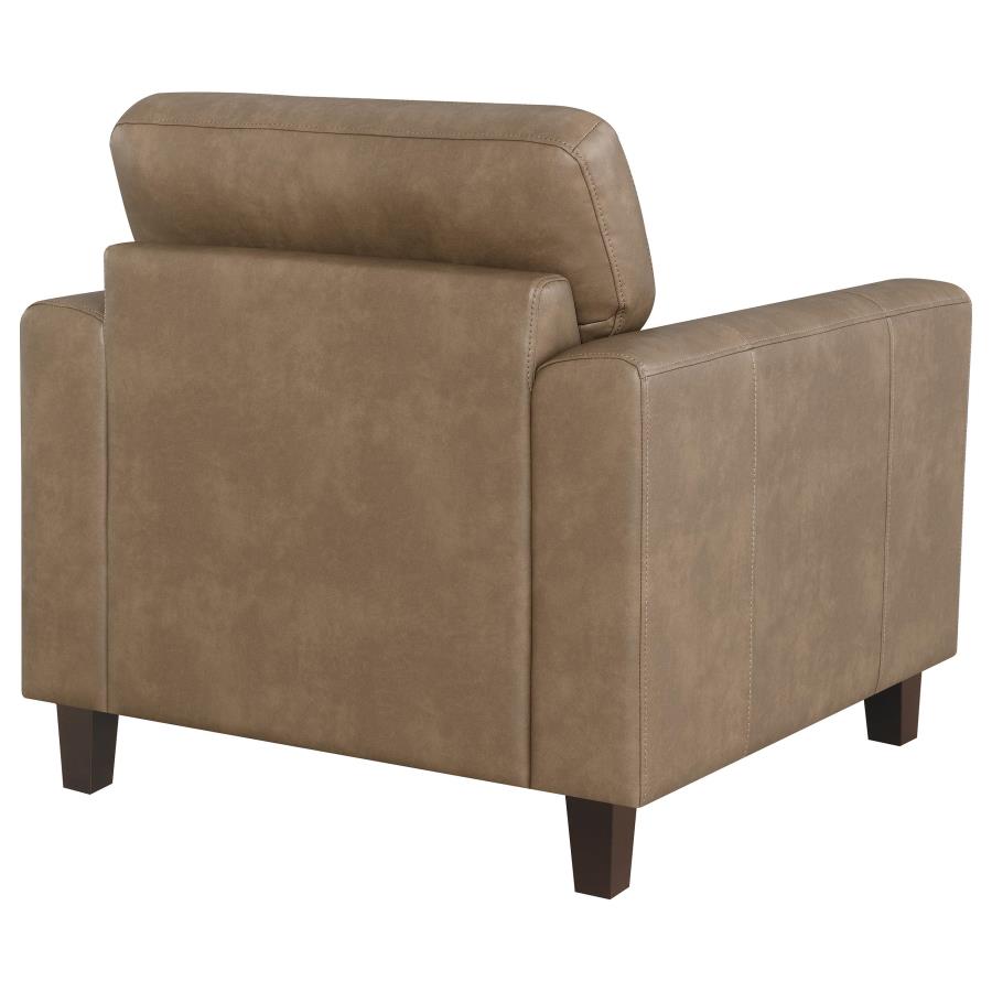 Scotland Faux Leather Upholstered Track Arm Chair Brown-7