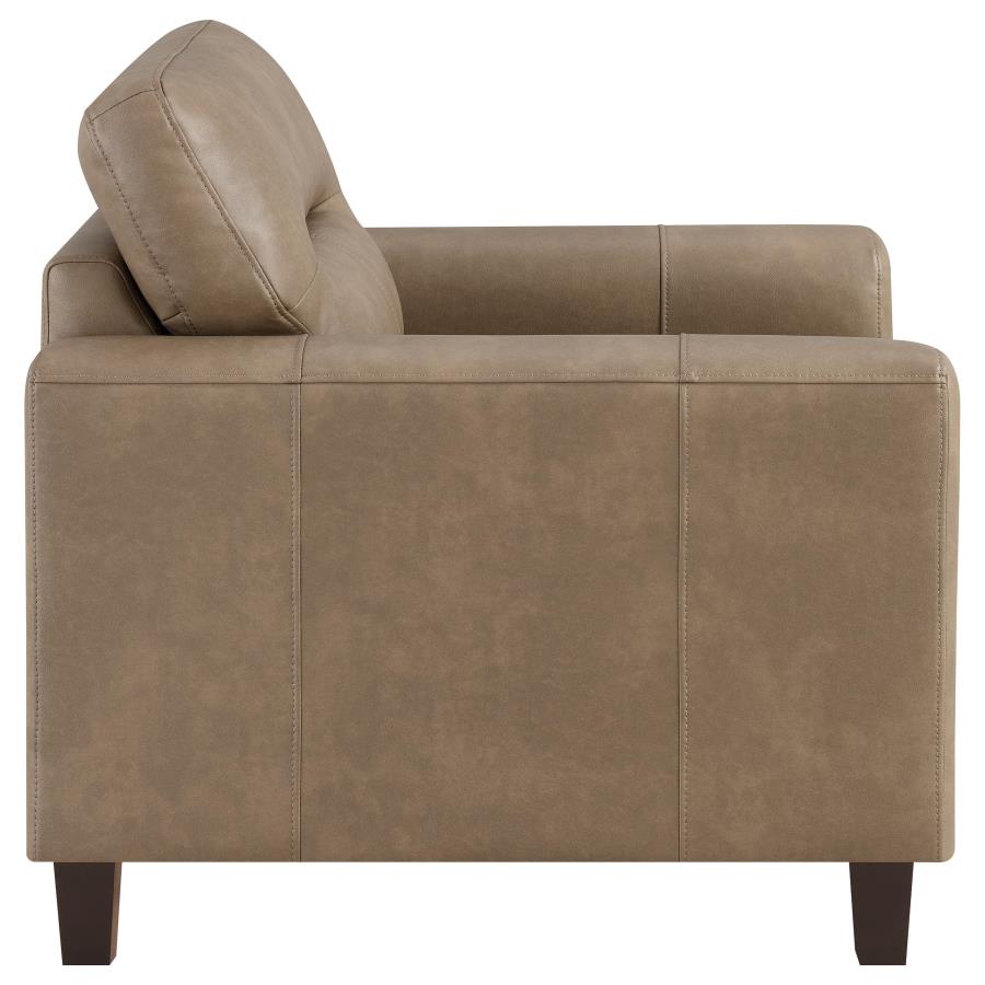Scotland Faux Leather Upholstered Track Arm Chair Brown-zoom-8