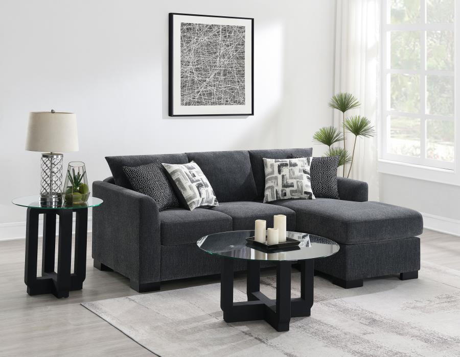 Storey Upholstered Sleeper Sectional Chaise Sofa Dark Grey-zoom-2