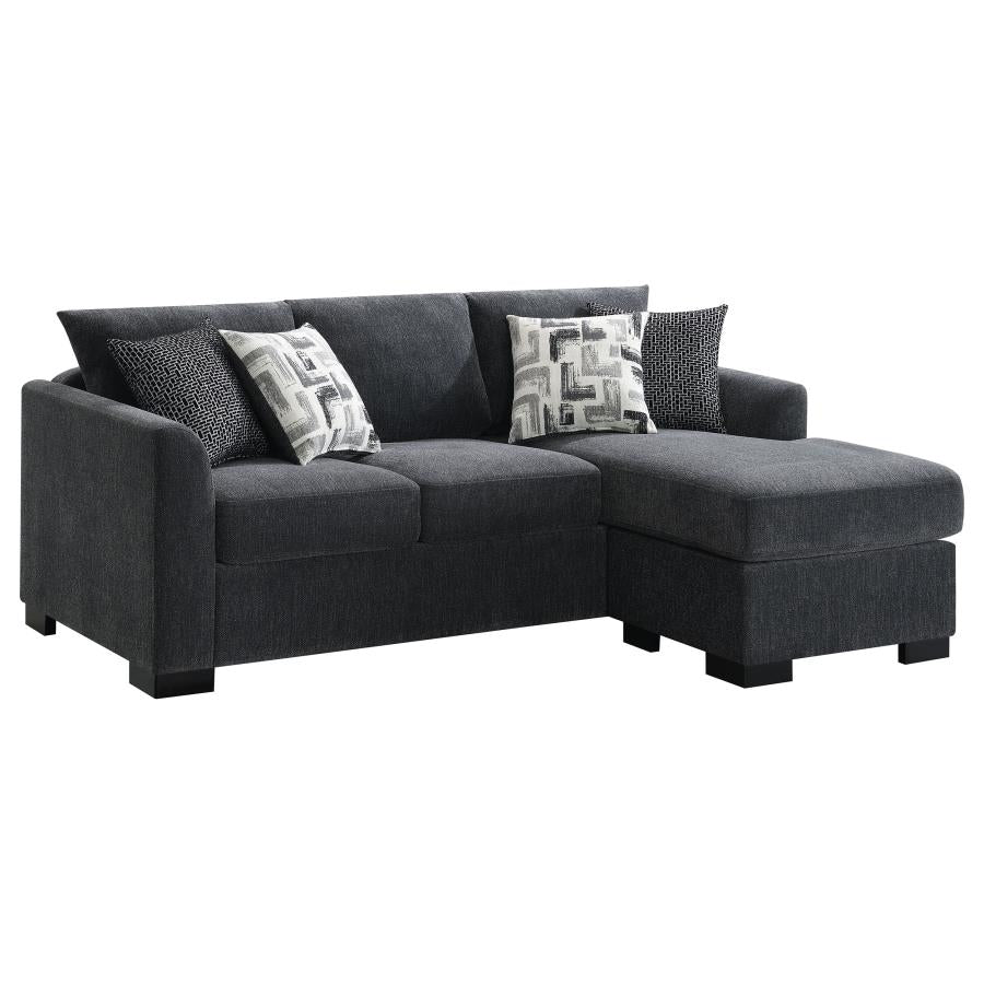 Storey Upholstered Sleeper Sectional Chaise Sofa Dark Grey-1