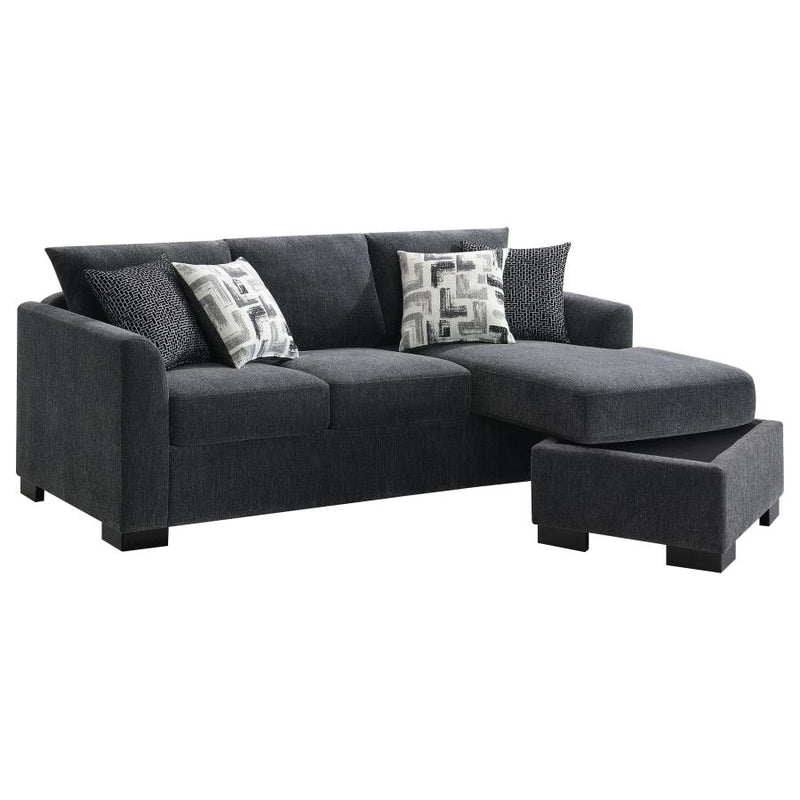 Storey Upholstered Sleeper Sectional Chaise Sofa Dark Grey-zoom-