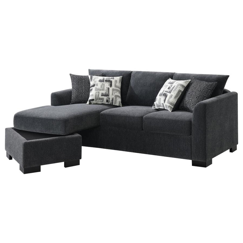 Storey Upholstered Sleeper Sectional Chaise Sofa Dark Grey-zoom-