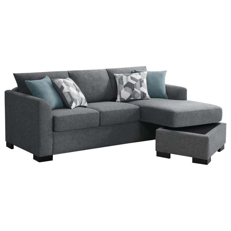 Storey Upholstered Sleeper Sectional Chaise Sofa Grey-zoom-5