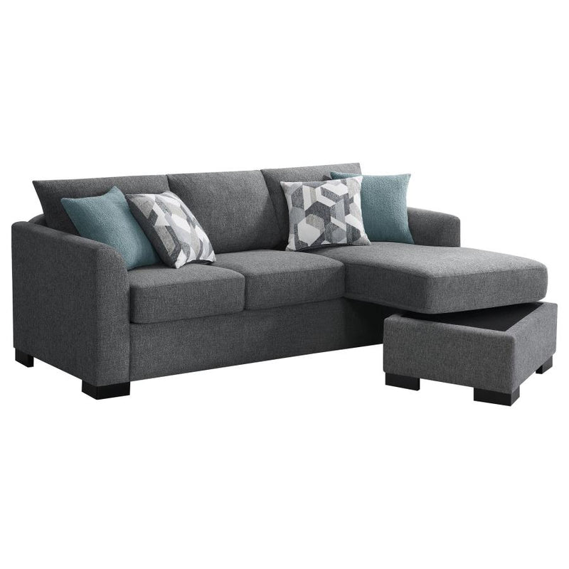 Storey Upholstered Sleeper Sectional Chaise Sofa Grey-zoom-