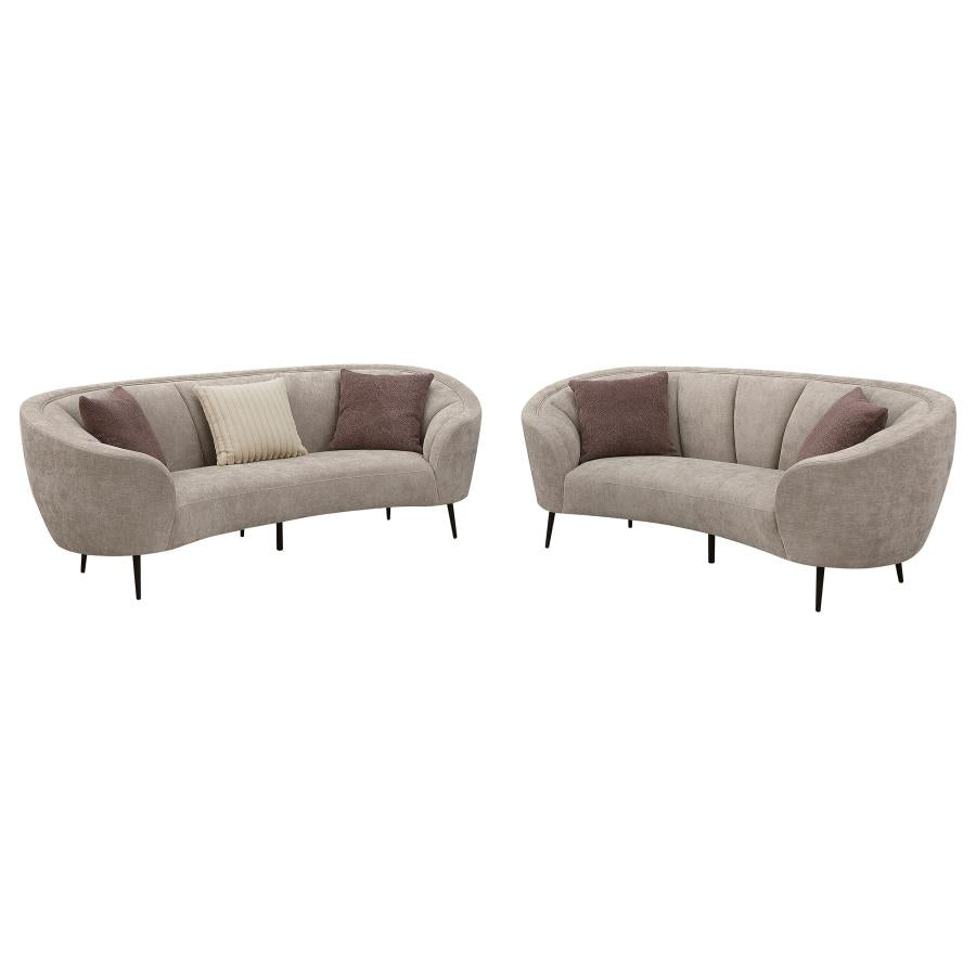 Ellorie 2-piece Upholstered Curved Sofa Set Beige-2