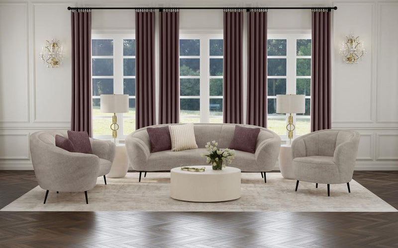 Ellorie 3-piece Upholstered Curved Sofa Set Beige-zoom-
