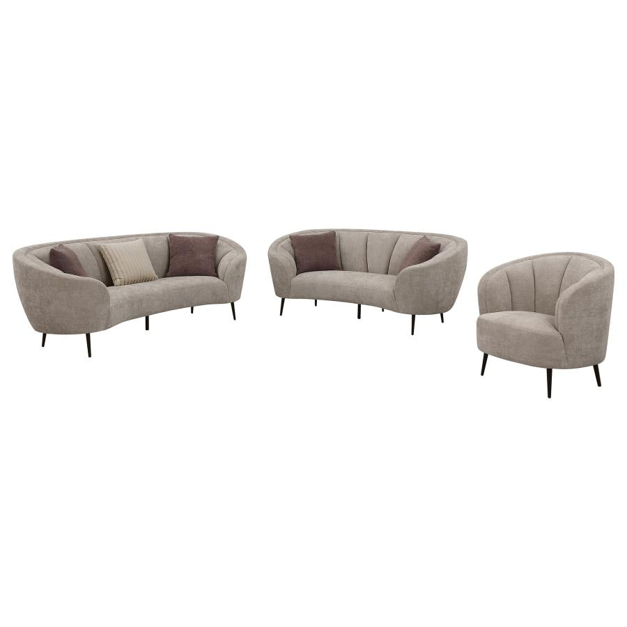 Ellorie 3-piece Upholstered Curved Sofa Set Beige-zoom-2
