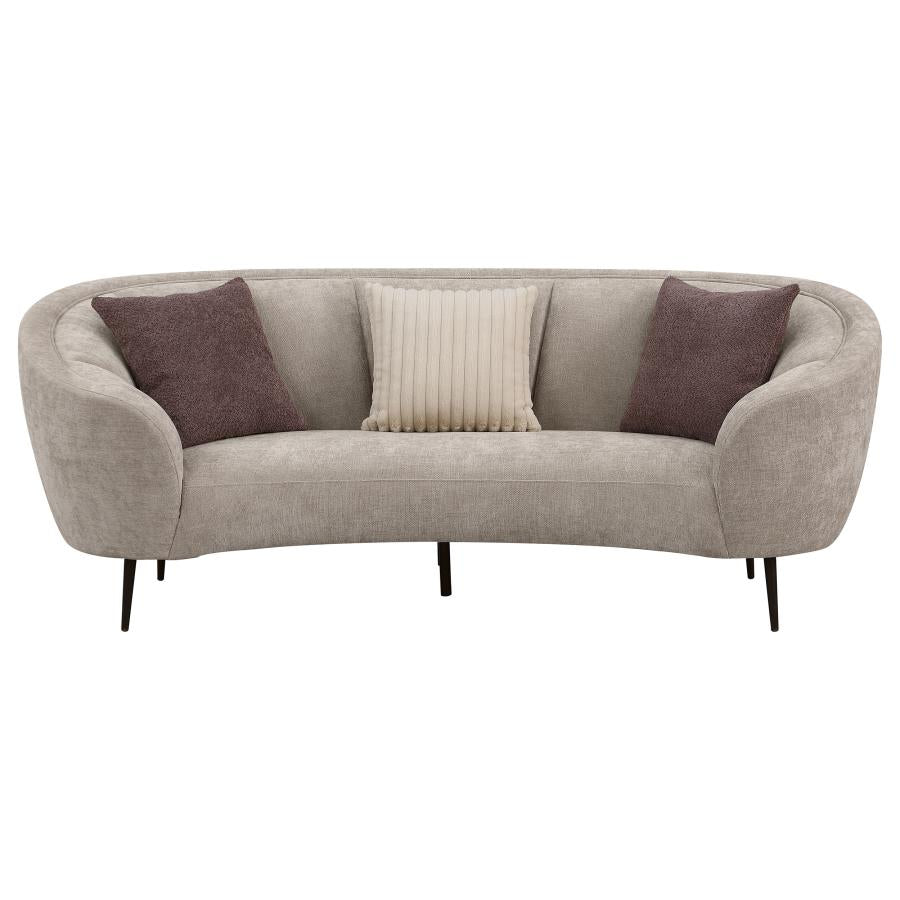 Ellorie Upholstered Channel Back Curved Sofa Beige-3