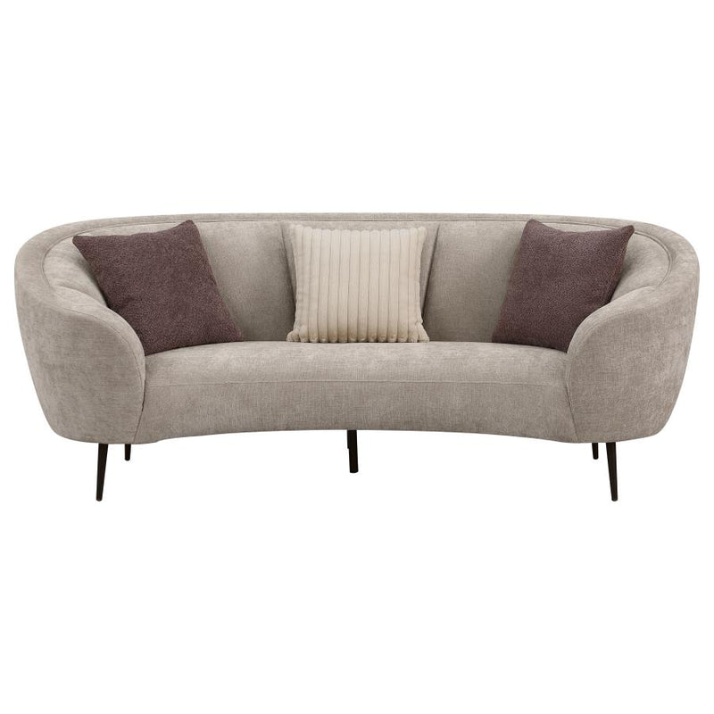 Ellorie Upholstered Channel Back Curved Sofa Beige-zoom-