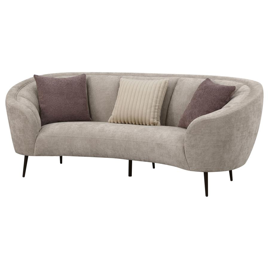 Ellorie Upholstered Channel Back Curved Sofa Beige-4