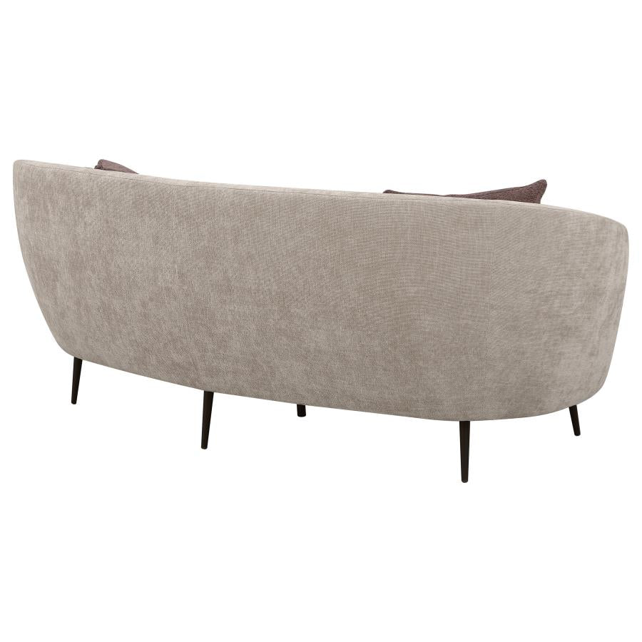 Ellorie Upholstered Channel Back Curved Sofa Beige-7