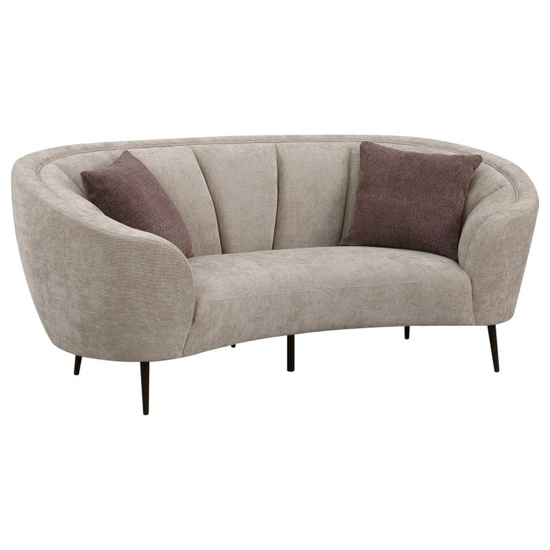 Ellorie Upholstered Channel Back Curved Loveseat Beige-zoom-