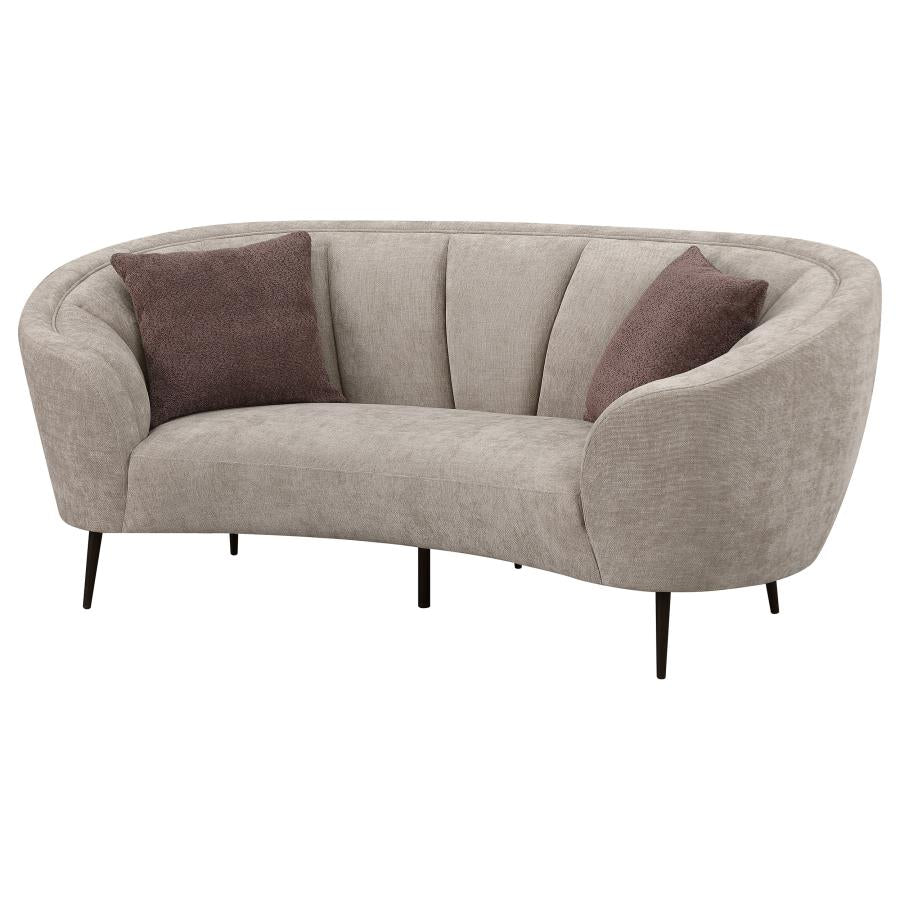 Ellorie Upholstered Channel Back Curved Loveseat Beige-zoom-4
