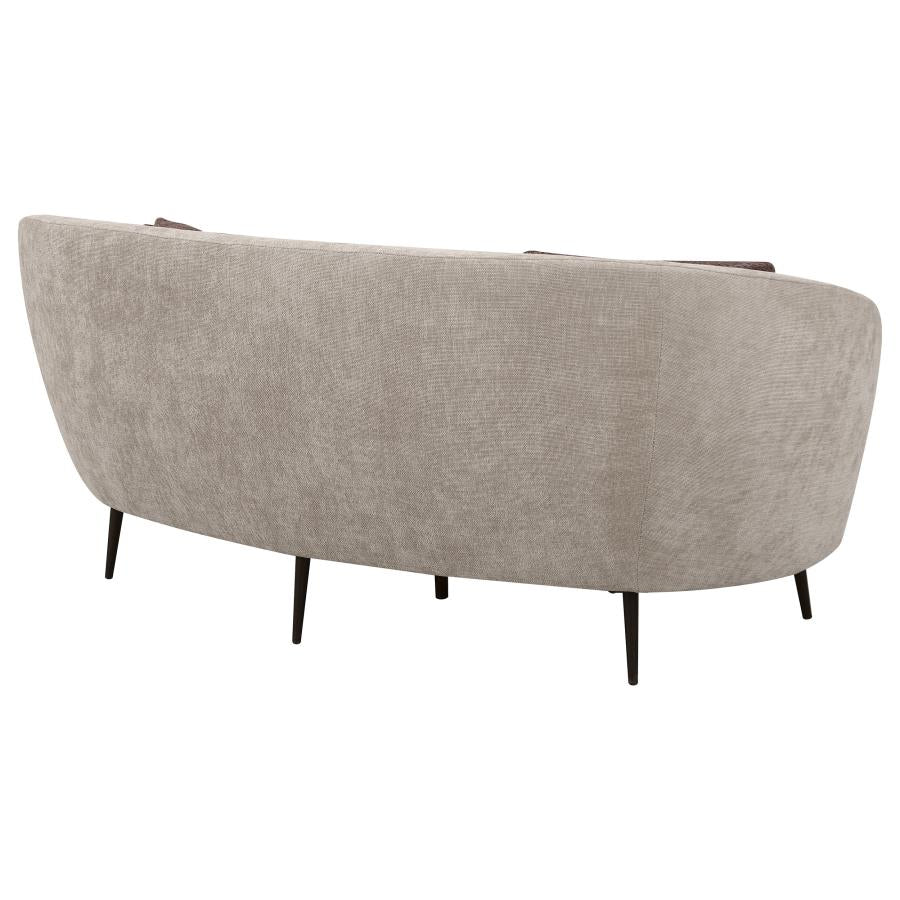 Ellorie Upholstered Channel Back Curved Loveseat Beige-7