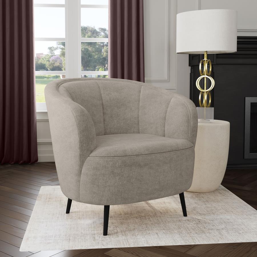 Ellorie Upholstered Channel Back Curved Chair Beige-zoom-2