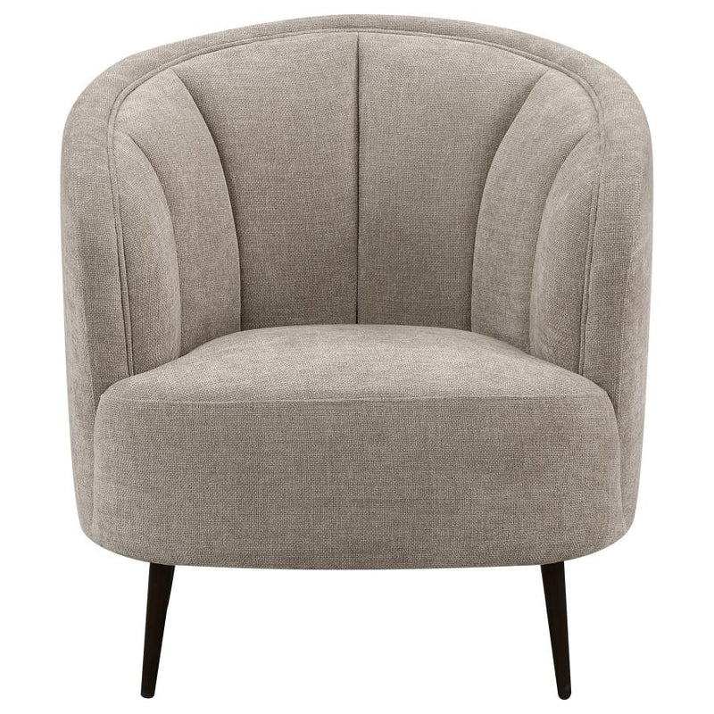 Ellorie Upholstered Channel Back Curved Chair Beige-zoom-