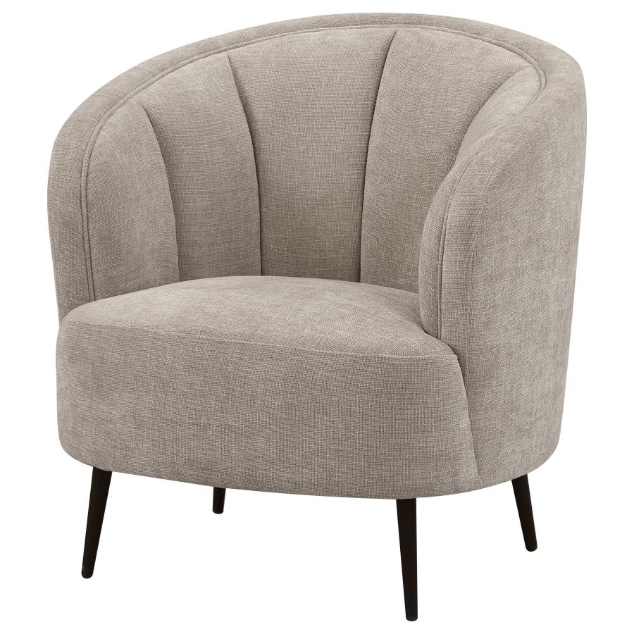 Ellorie Upholstered Channel Back Curved Chair Beige-4