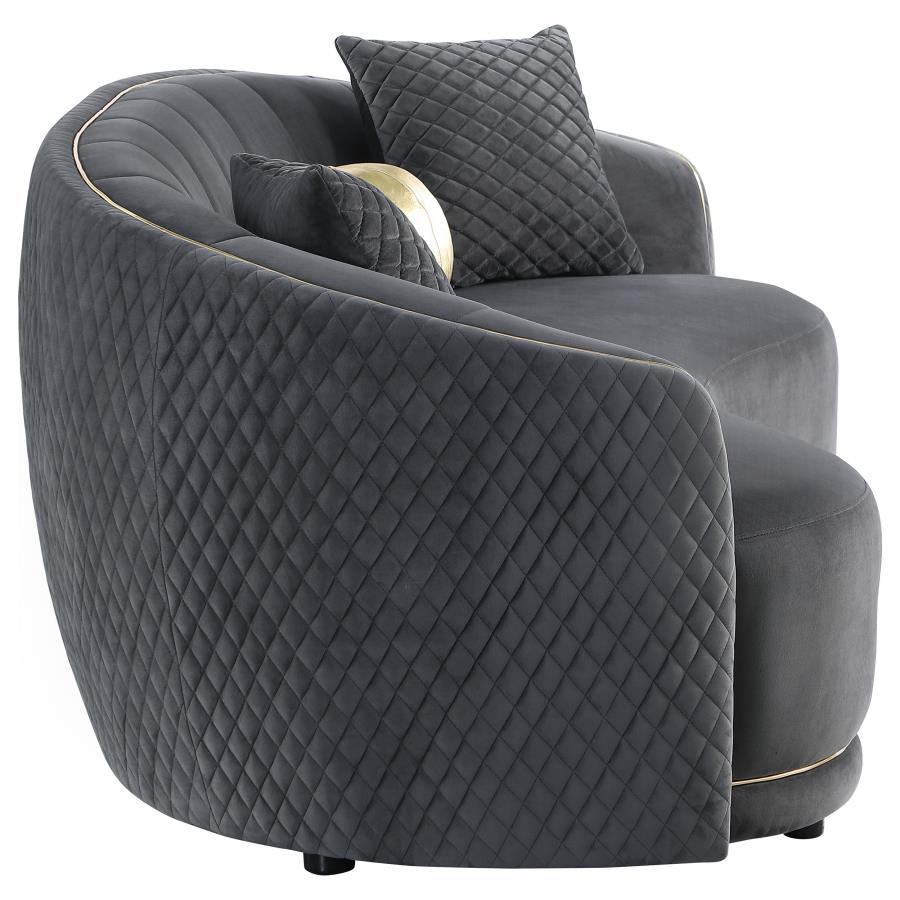 Brookside 2-piece Velvet Upholstered Sofa Set Dark Grey-6