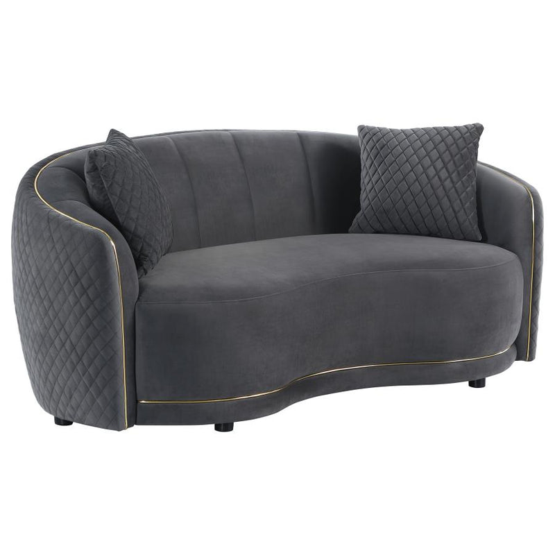Brookside 2-piece Velvet Upholstered Sofa Set Dark Grey-zoom-
