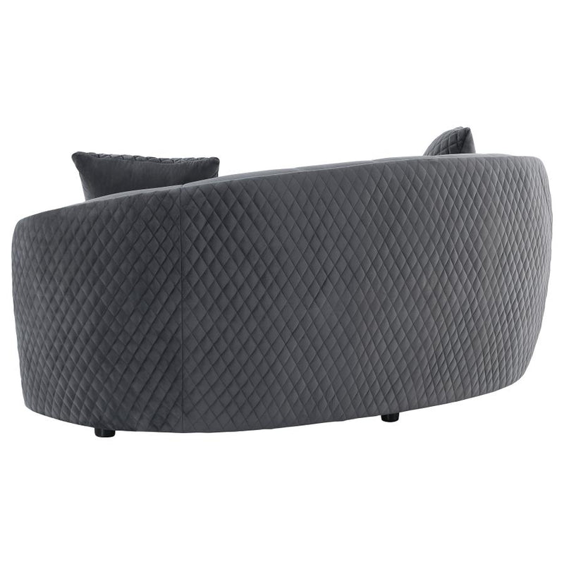 Brookside 2-piece Velvet Upholstered Sofa Set Dark Grey-zoom-