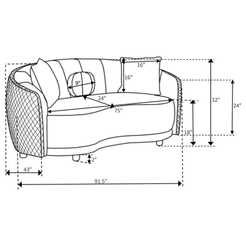 Brookside 2-piece Velvet Upholstered Sofa Set Dark Grey-zoom-