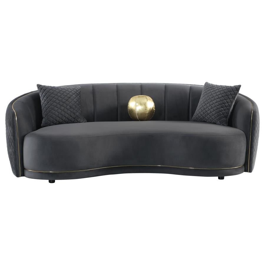 Brookside Velvet Upholstered Curved Sofa Dark Grey-3