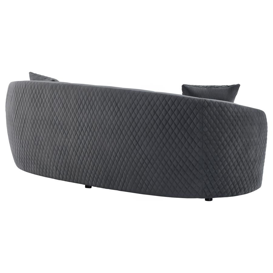 Brookside Velvet Upholstered Curved Sofa Dark Grey-zoom-7