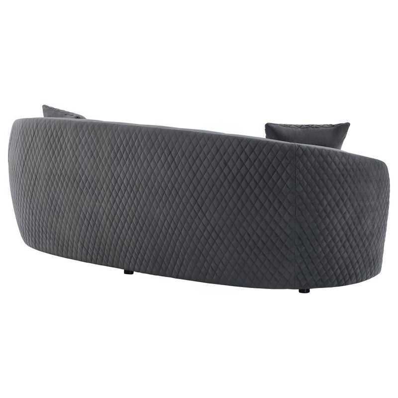 Brookside Velvet Upholstered Curved Sofa Dark Grey-zoom-