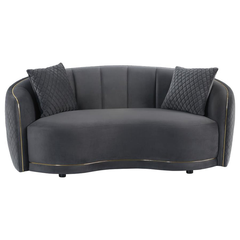 Brookside Velvet Upholstered Curved Loveseat Dark Grey-zoom-