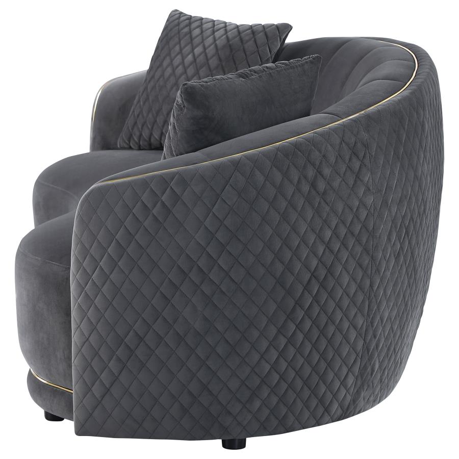 Brookside Velvet Upholstered Curved Loveseat Dark Grey-zoom-5