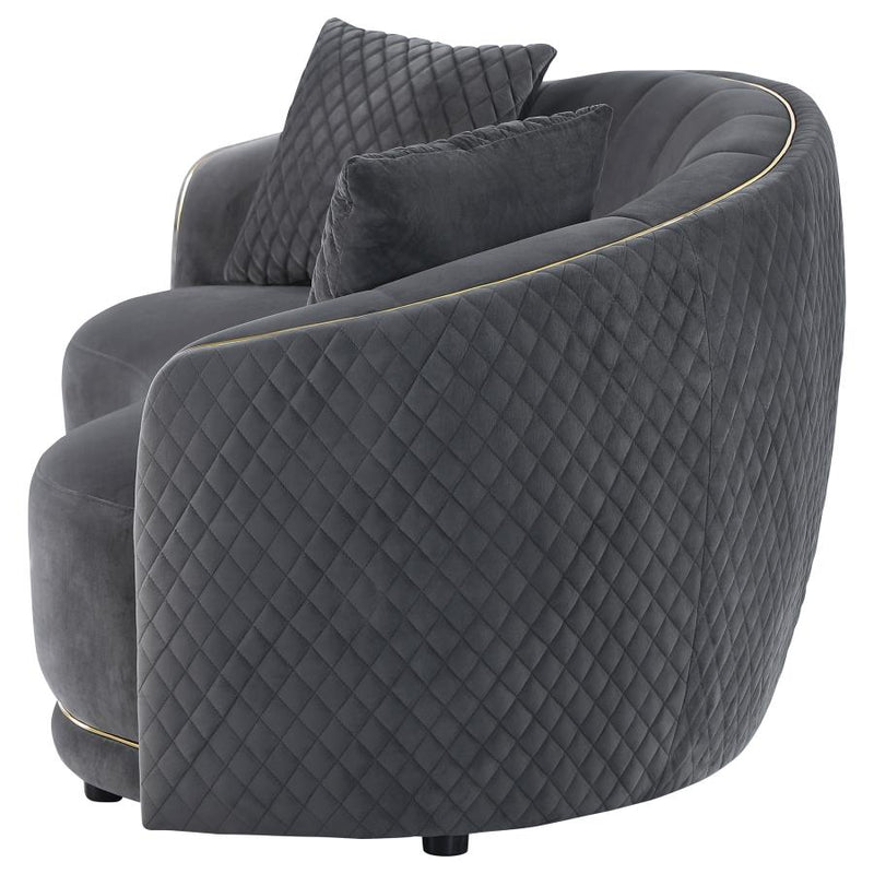 Brookside Velvet Upholstered Curved Loveseat Dark Grey-zoom-
