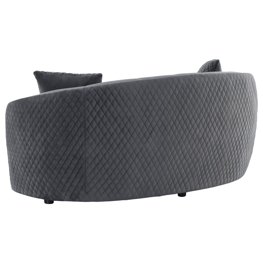 Brookside Velvet Upholstered Curved Loveseat Dark Grey-6