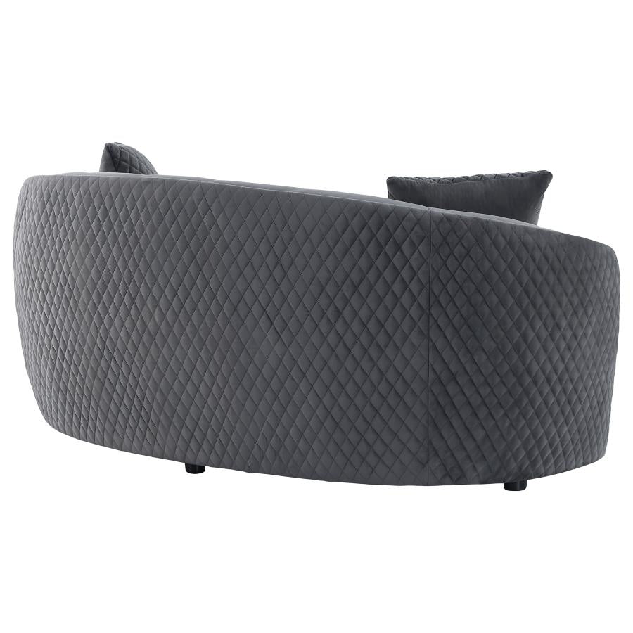 Brookside Velvet Upholstered Curved Loveseat Dark Grey-7