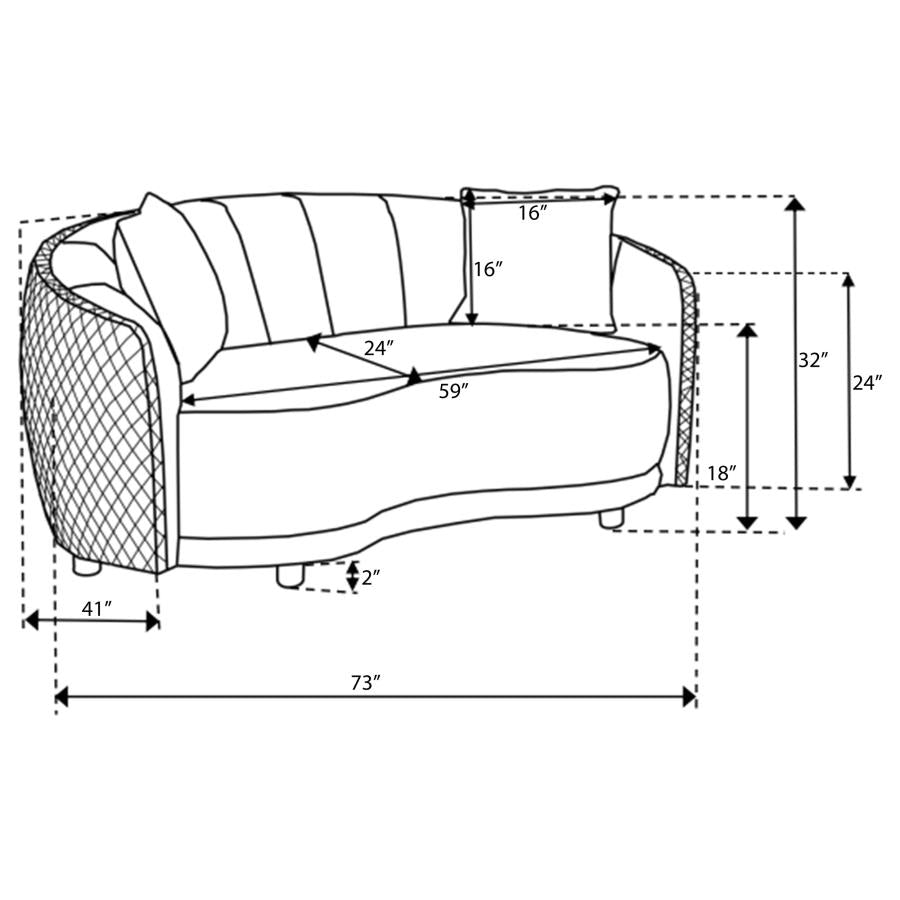 Brookside Velvet Upholstered Curved Loveseat Dark Grey-zoom-10