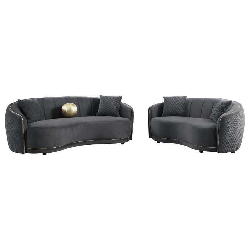 Brookside Velvet Upholstered Curved Loveseat Dark Grey-zoom-