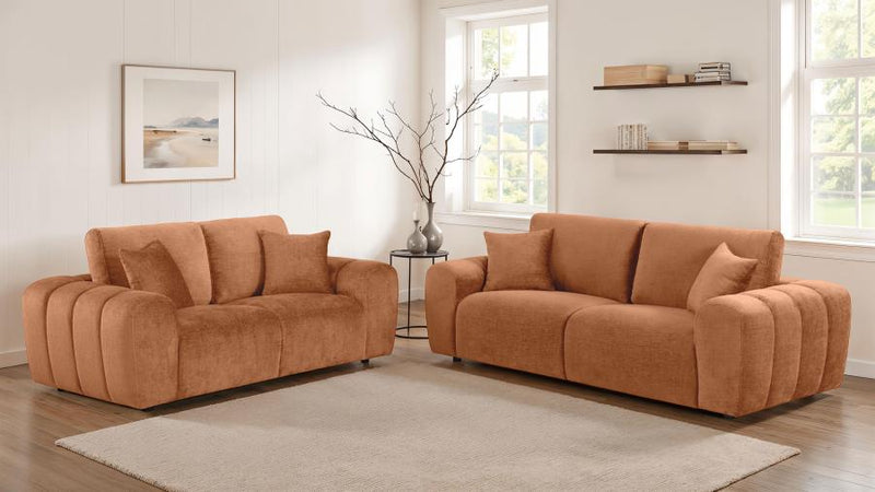 Burnett 2-piece Chenille Upholstered Sofa Set Burnt Orange-zoom-
