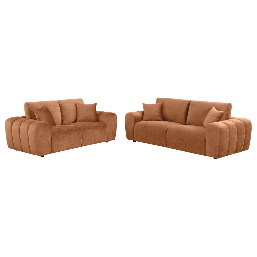 Burnett 2-piece Chenille Upholstered Sofa Set Burnt Orange-zoom-2