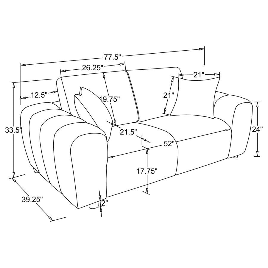 Burnett 2-piece Chenille Upholstered Sofa Set Burnt Orange-9