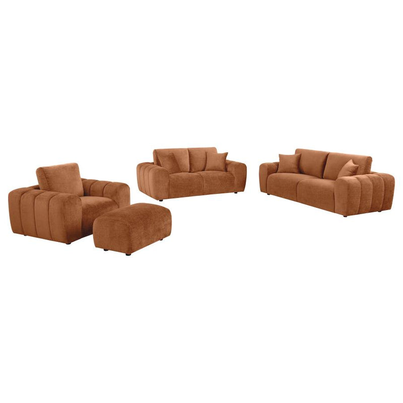 Burnett 4-piece Chenille Upholstered Sofa Set Burnt Orange-zoom-