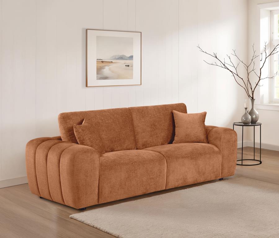 Burnett Chenille Upholstered Wide Arm Sofa Burnt Orange-2